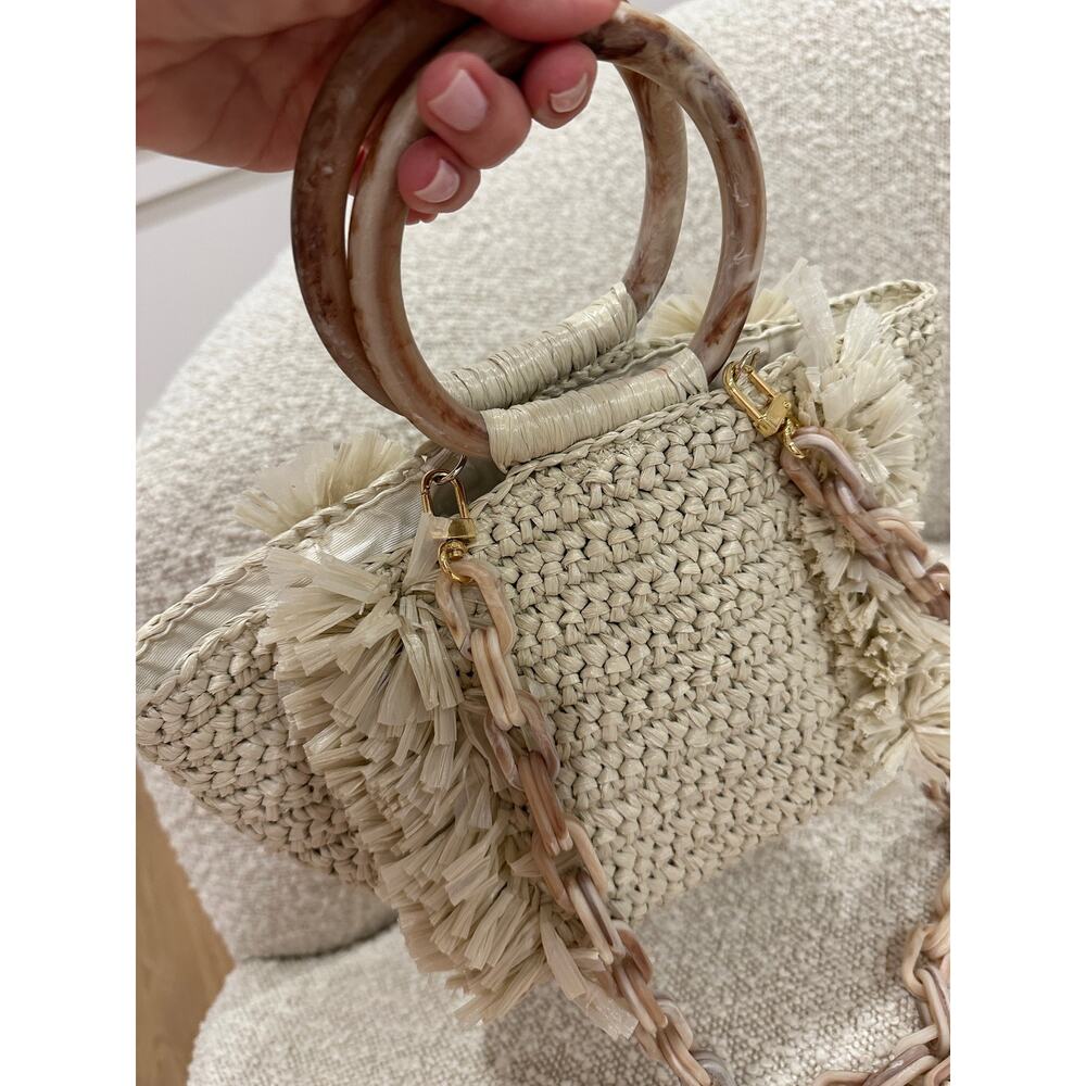 New Carolina Santo Domingo Corallina Linen
Top Handle Raffia Tote/Crossbody - Picture 4 of 5